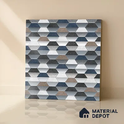 Hexagonal Wall & Floor Tile TL 07237 C Alpi 8001 GLM (Silver) 1 ft x 1 ft Ceramic Matte Finish - 9 mm  | 2 mm Spacer is Mandatory | Please Expect a Slight Variation of Pattern